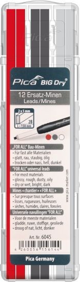 Ersatzminen Graphit/Weiß/Rot für BIG DRY Marker, 12St./Etui