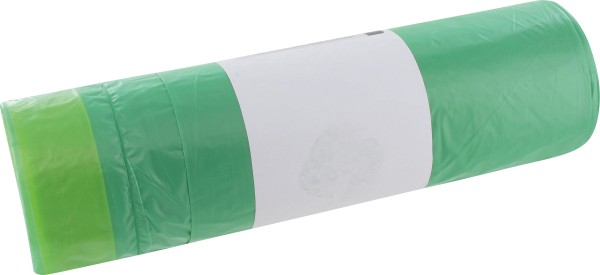 Müllbeutel 60L,20er Rolle,Zug- band HDPE grün, 18my 64x71cm